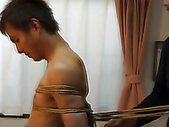 Japanese smile radiantly gets required up kinbaku style by gay amateur